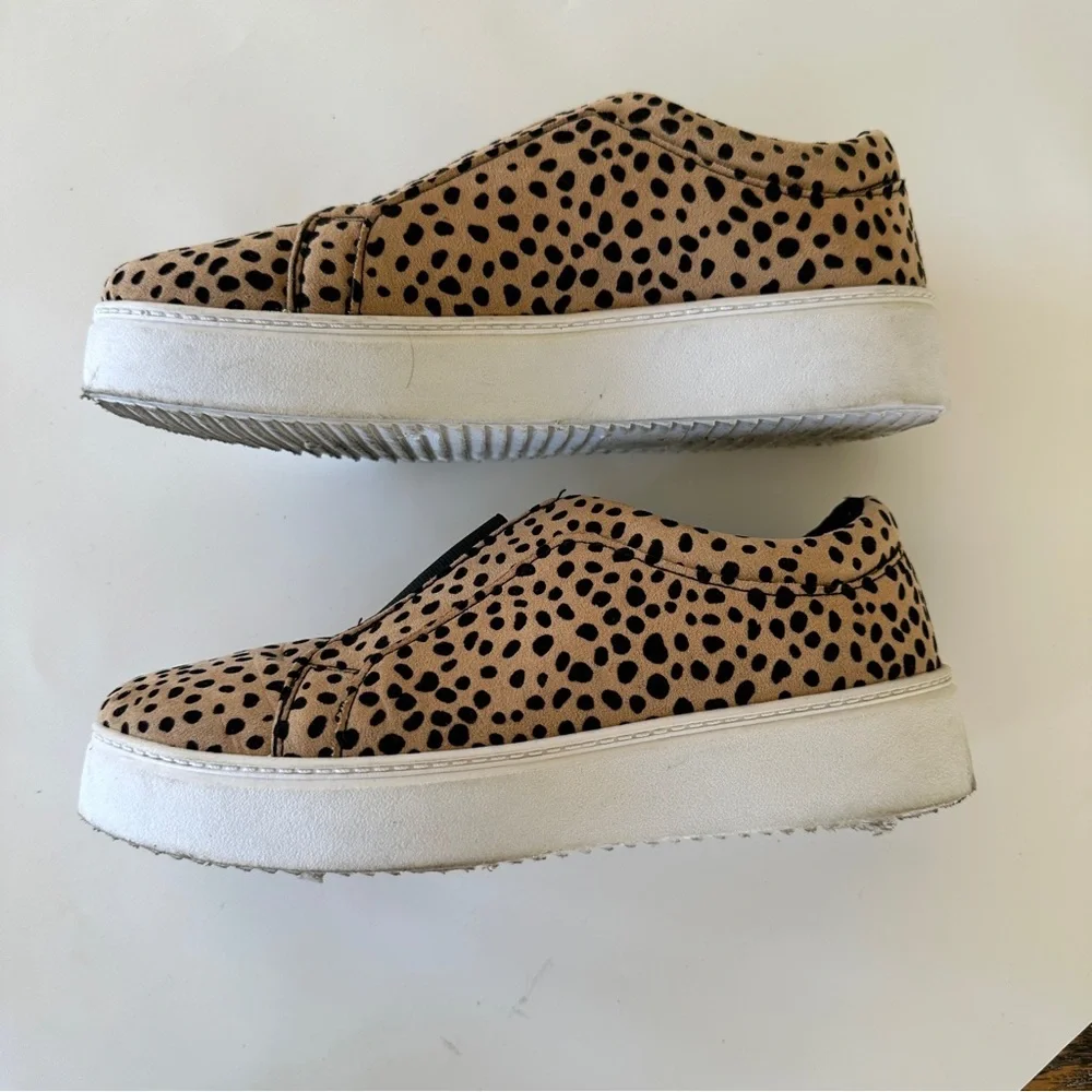Qupid Tan and Black Spotted Slip-On Sneakers Size 8.5